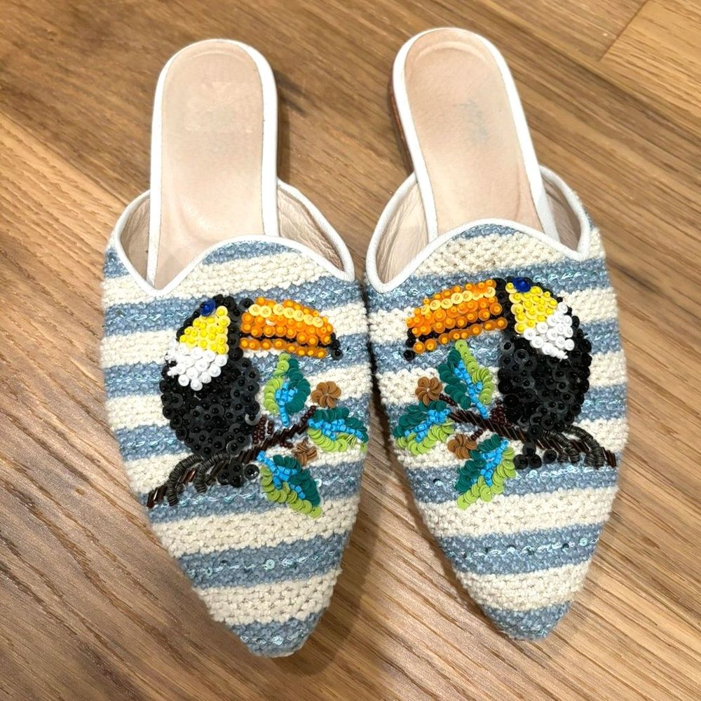 Authentic VV14 ToucanRaffia Mule Slides Italian Summer Vero Cuoio $259 sz 6/37